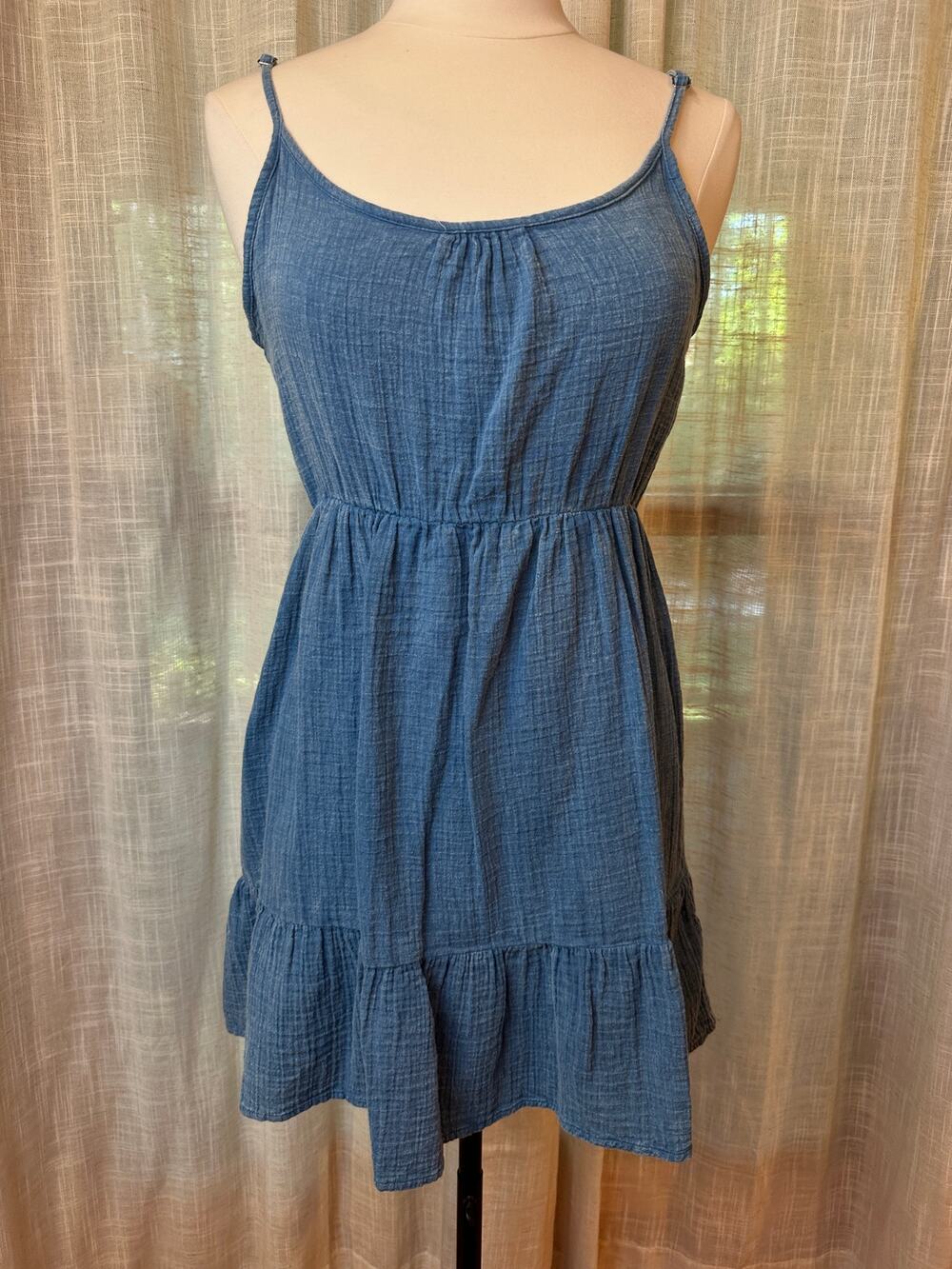 Kiwi + Punch Gauze Tiered Cami Mini Dress Blue Size M